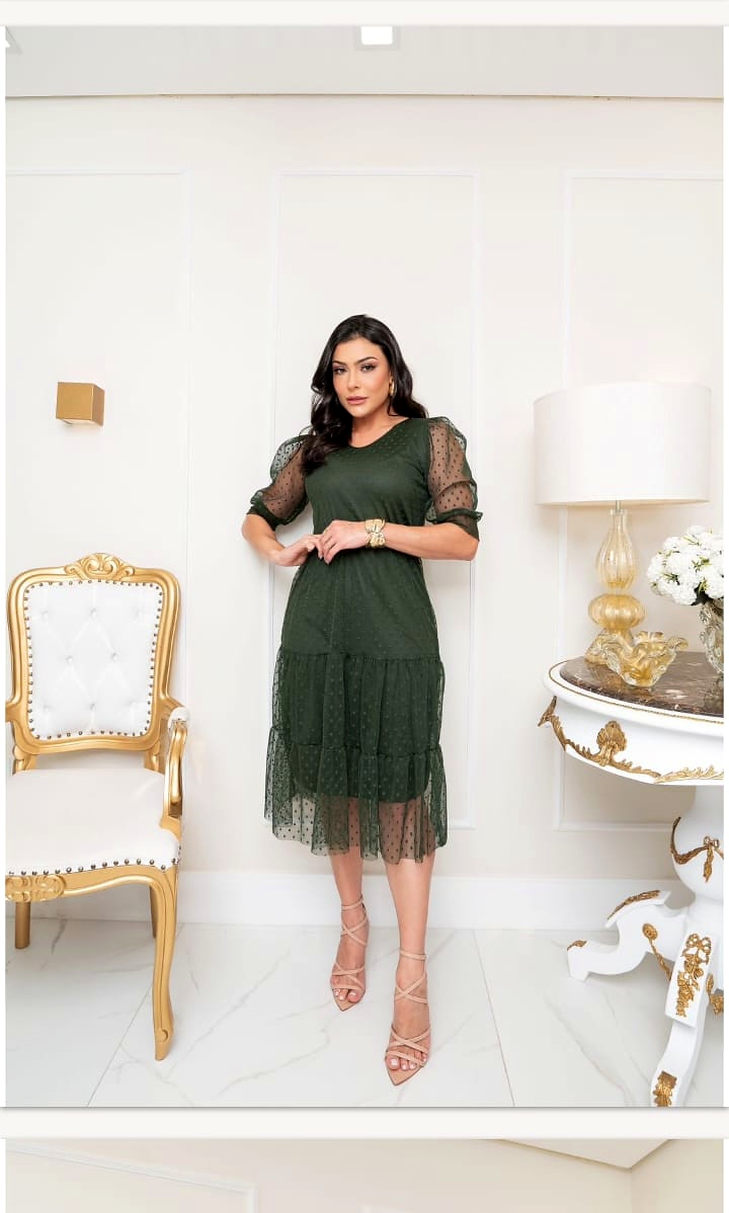 Vestido Tule Poá
